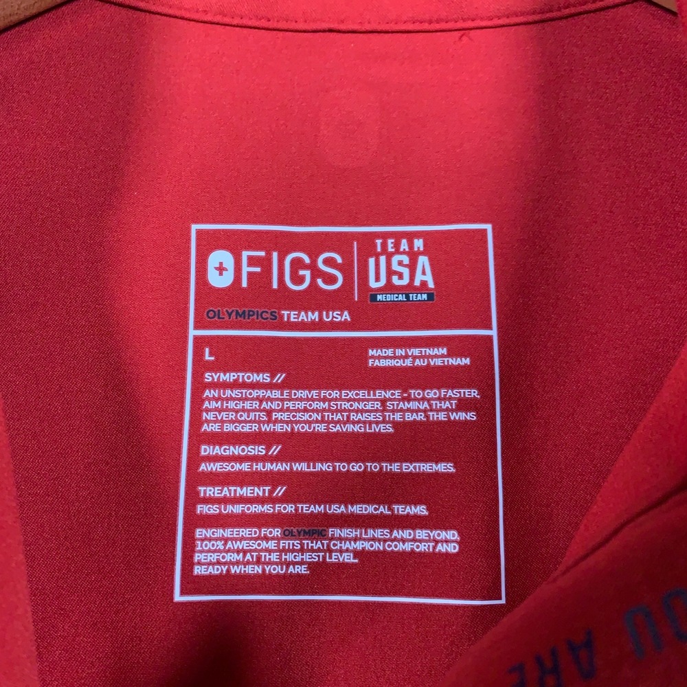 Figs Rafaela Team USA Scrub Jumpsuit Jogger Womens Large Red Olympics Sleeveless - Picture 2 of 9